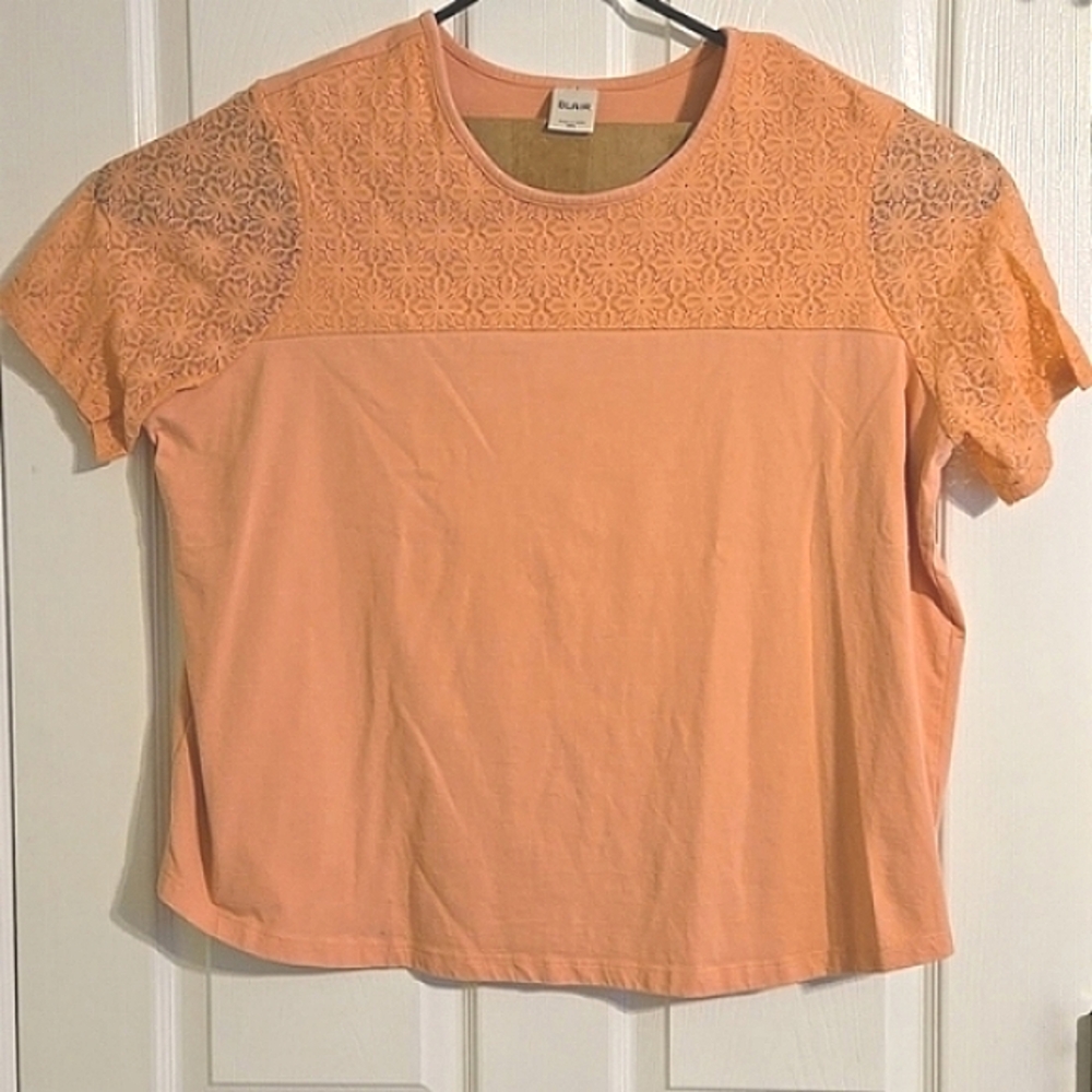 Blair lace cap sleeve shirt, dusty pink, size 3XL